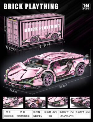 Building Block Cow Racing Car (Pink)0096 1:14