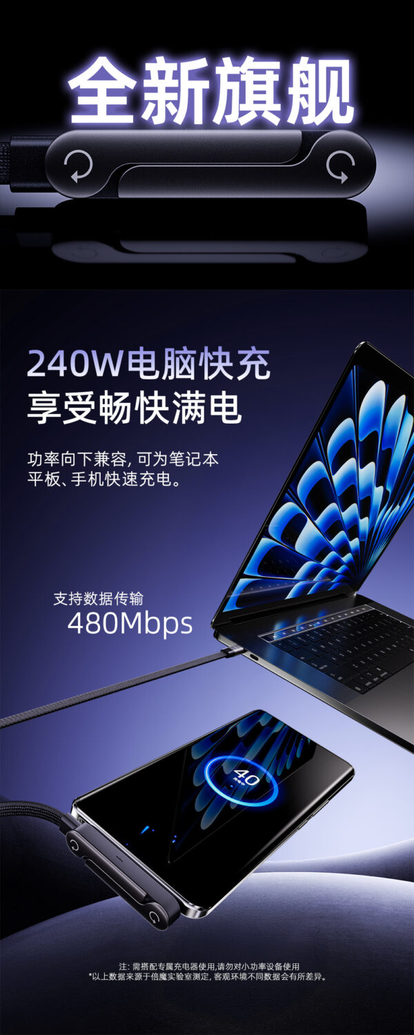 240W支架Type-c To Tpye-c充电线（1.5M）